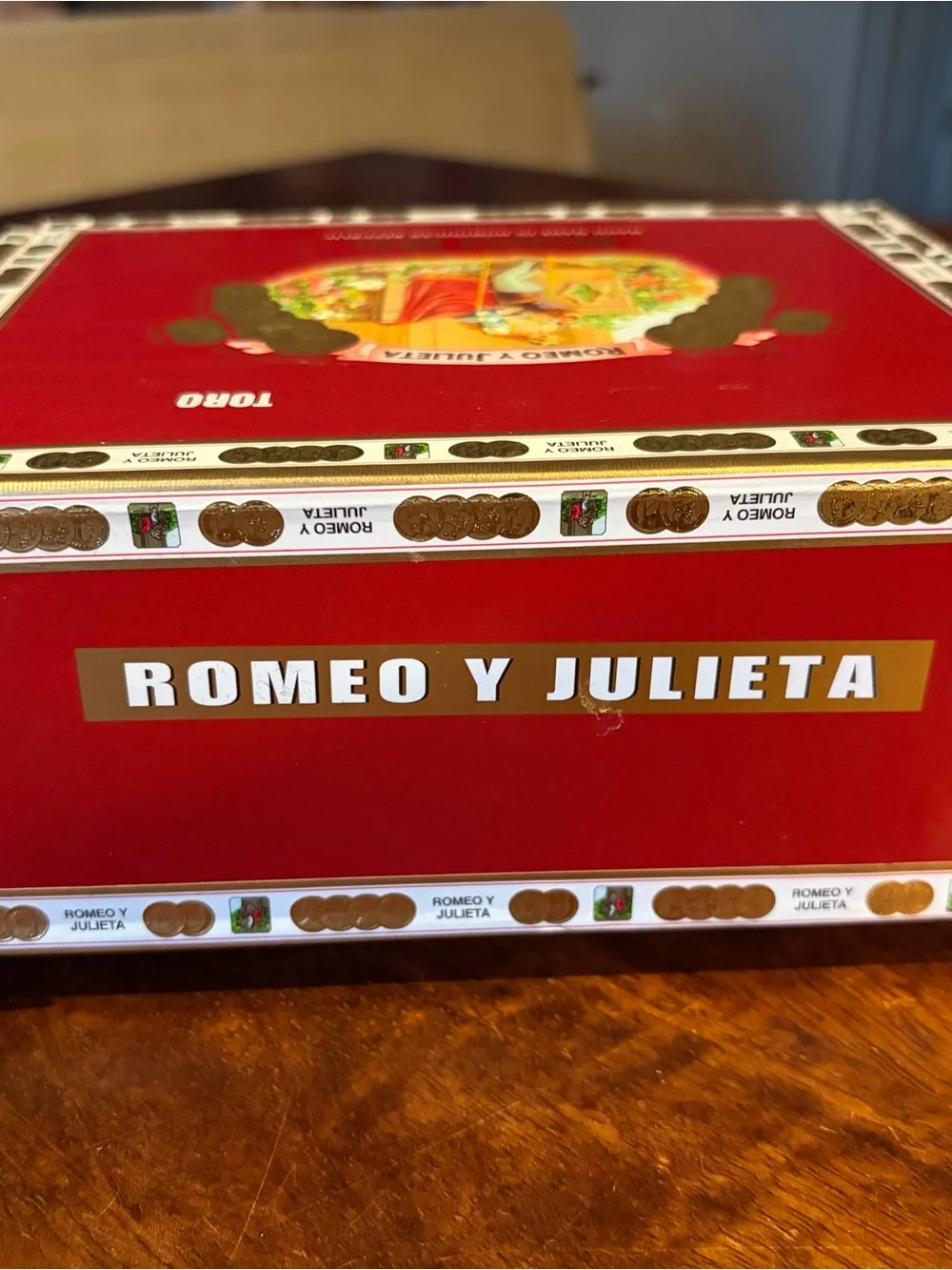 Upcycled Romeo y Julieta Reserva Real Toro Cigar Box Jewelry Organizer Black Red